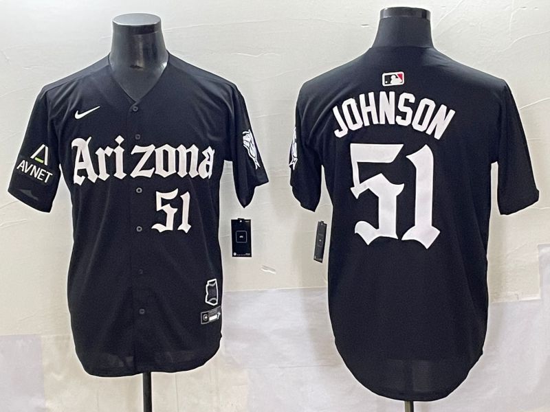 Men 2025 Arizona Diamondback #51 Johnson Black Five generations Joint Name Nike MLB Jersey style 13->boston red sox->MLB Jersey
